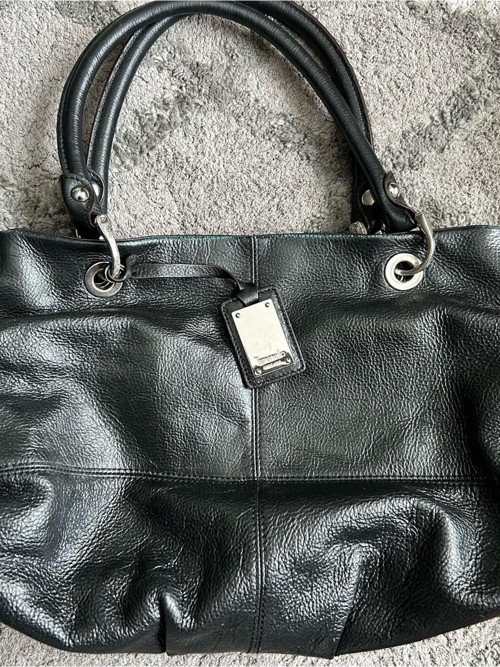 Tignanello Black Leather Tote Bag